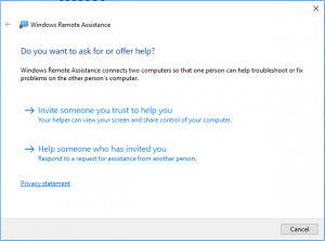 windows remote assistance panel