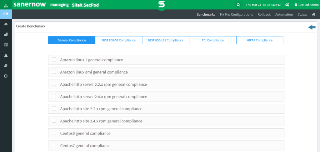 SanerNow compliance management 