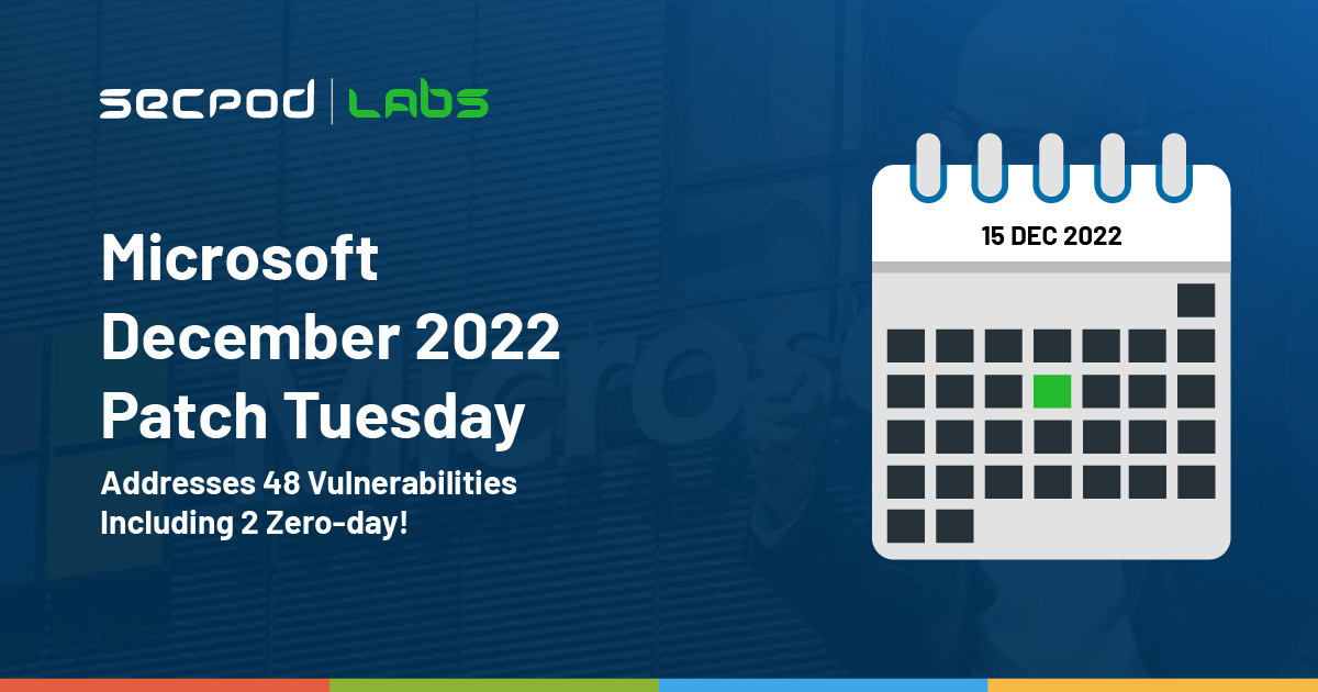 Read more about the article Microsoft December 2022 Patch Tuesday Fixes 48 Vulnerabilities, Including 2 Zero-day!