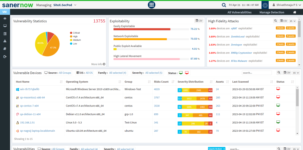 Gartner Vulnerability Management 
VM Dashboard