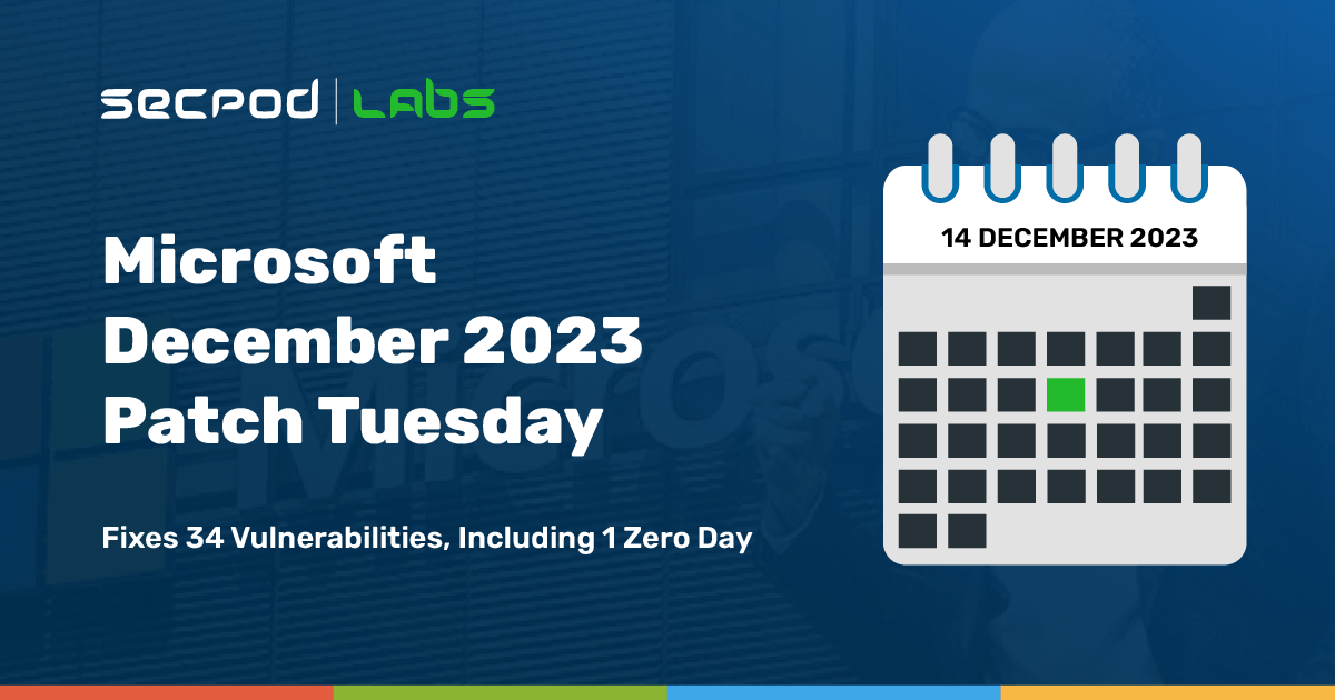 Read more about the article Microsoft’s December 2023 Patch Tuesday Fixes 34 Vulnerabilities, Including 1 Zero Days!