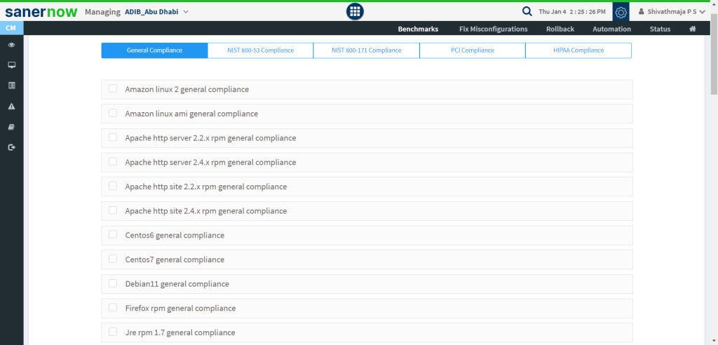 Compliance Management Dashboard for security controls