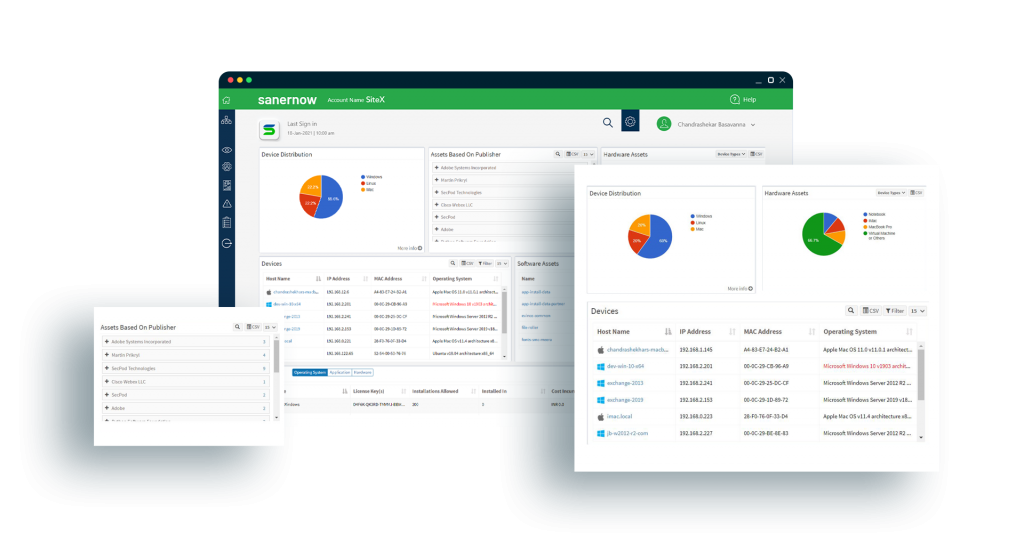 SanerNow IT Asset Management Dashboard