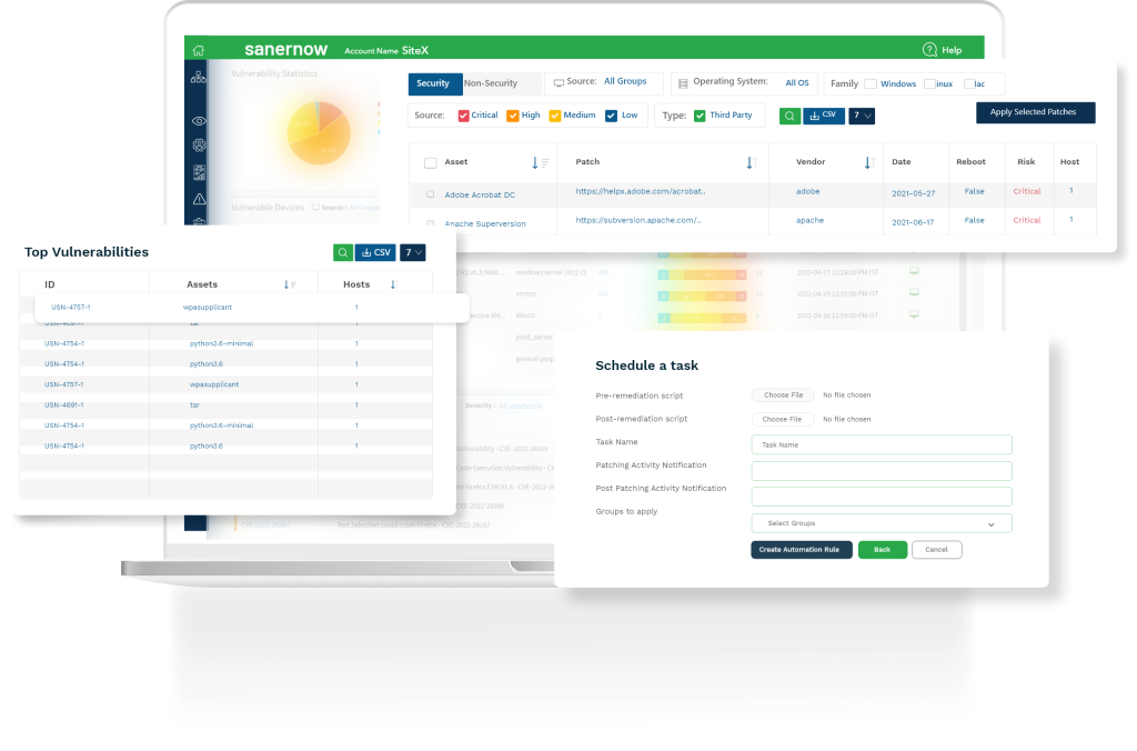 Advanced vulnerability management product screenshot