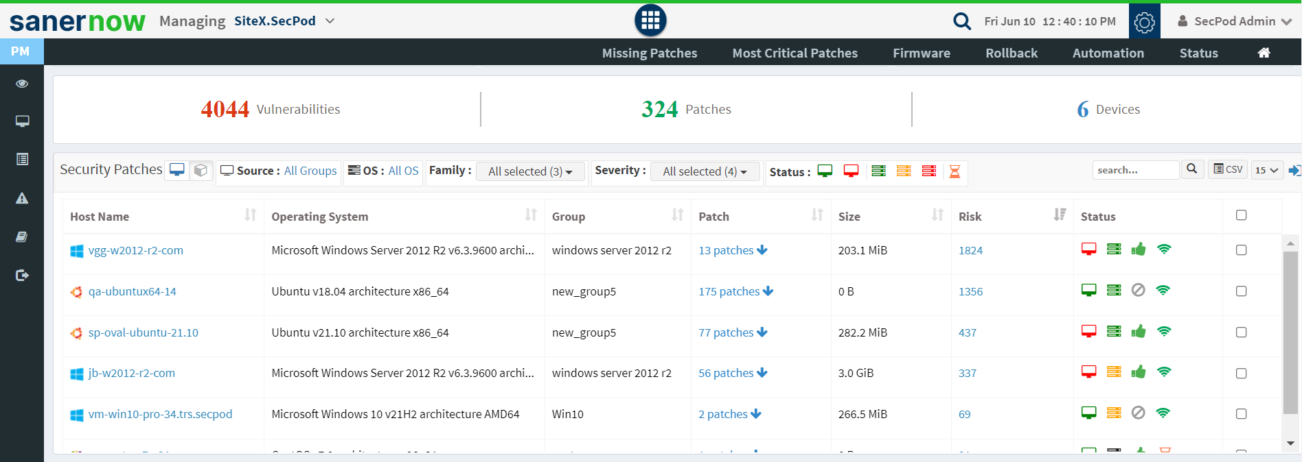 Vulnerability assessment dashboard 