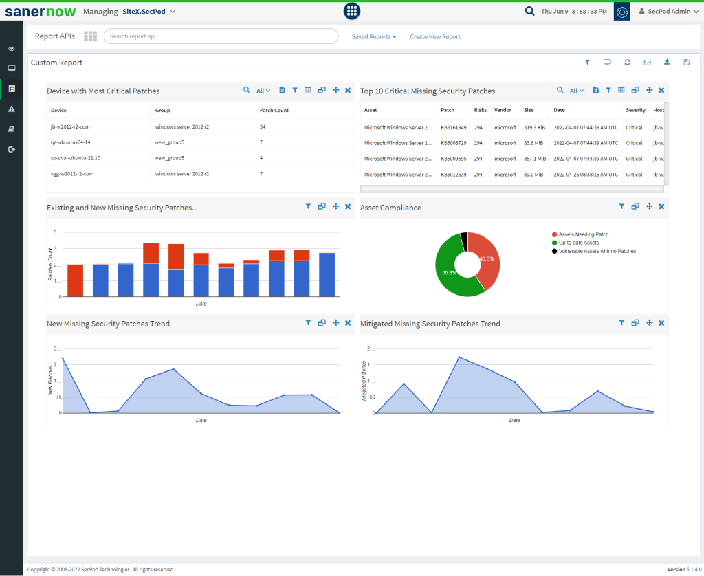 Patch management dashboard