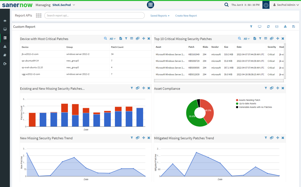 SanerNow vulnerability reporting