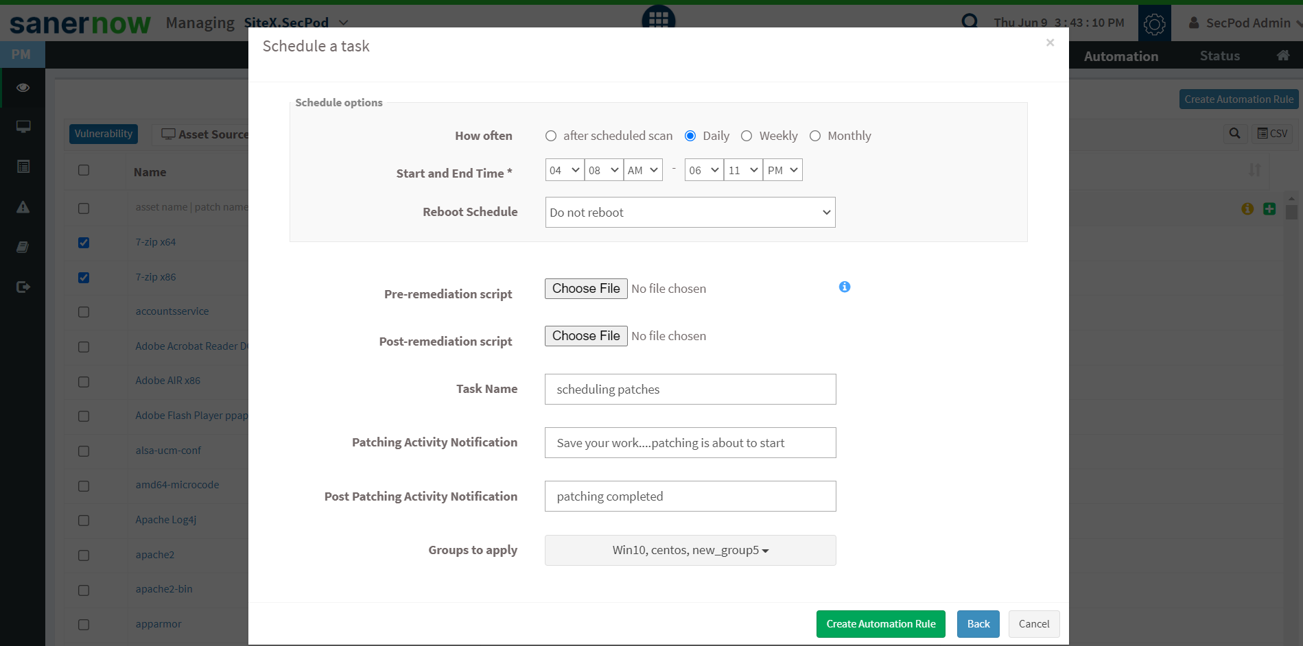 Cloud Based Patch Scheduling