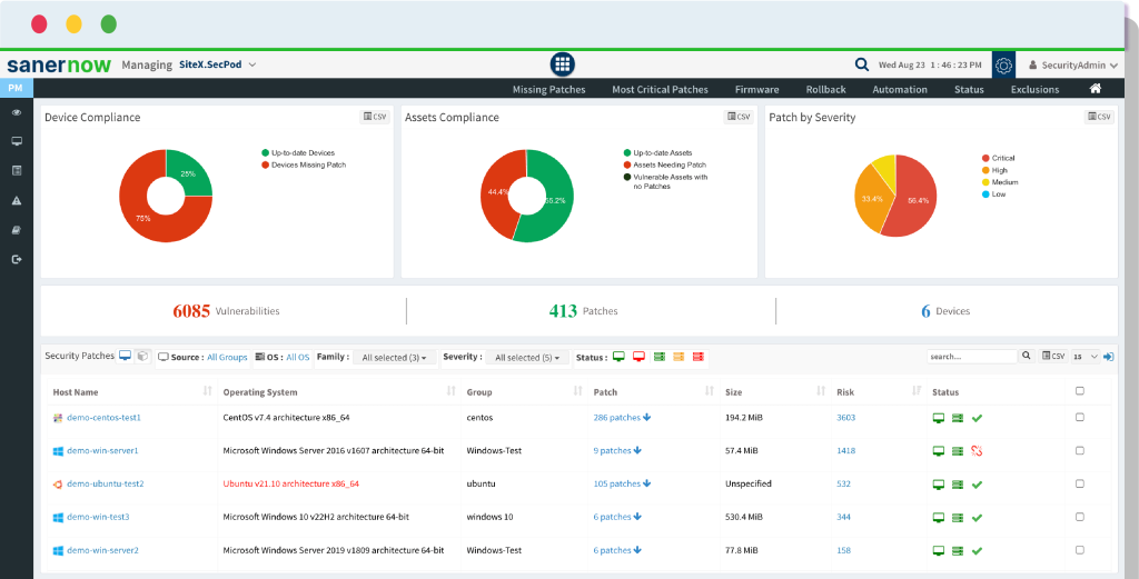 Screenshot from SecPod-GUI.